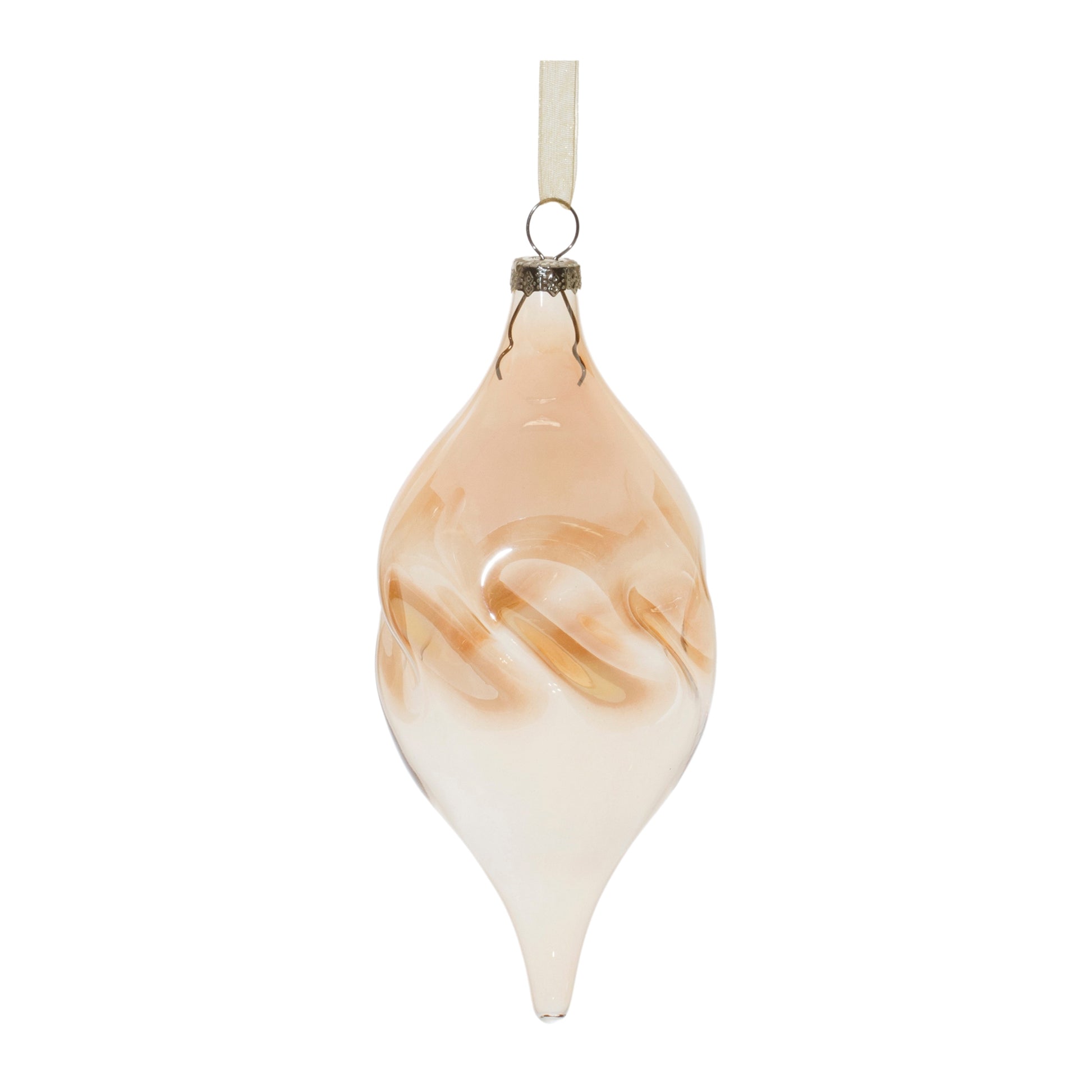 Amber Ombre Wavy Glass Ornament (Set of 12)