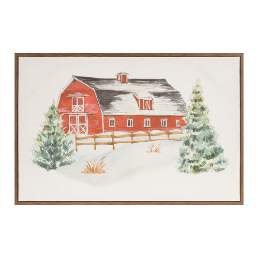 Framed Barn Print 24"L x 16"H MDF/Canvas