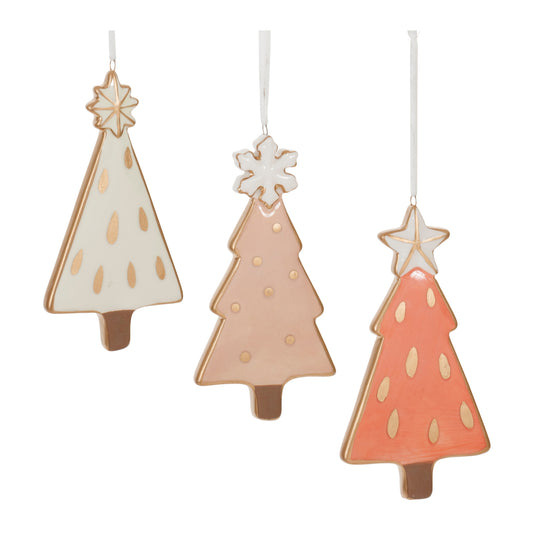 Tree Ornament (Set of 6) 4"H Ceramic