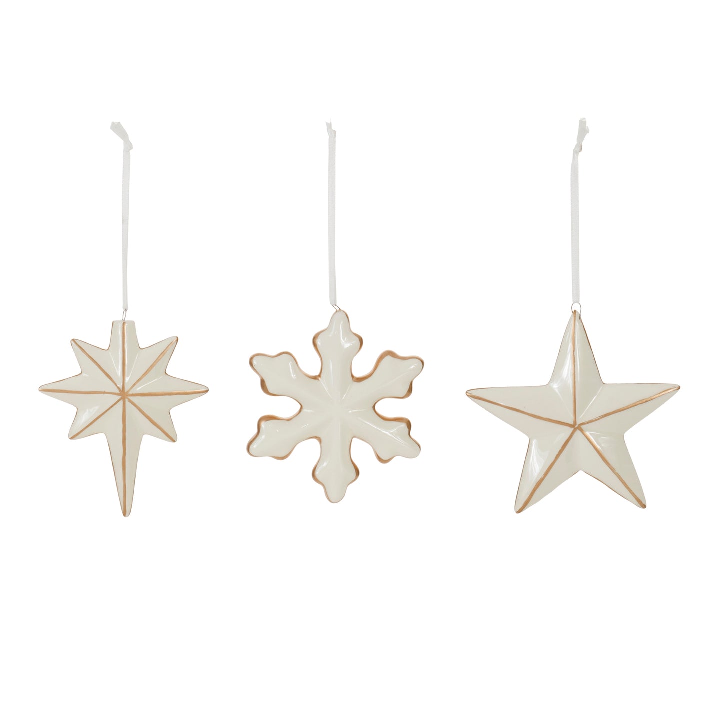 Ceramic Star and Snowflake Ornament (Set of 6)