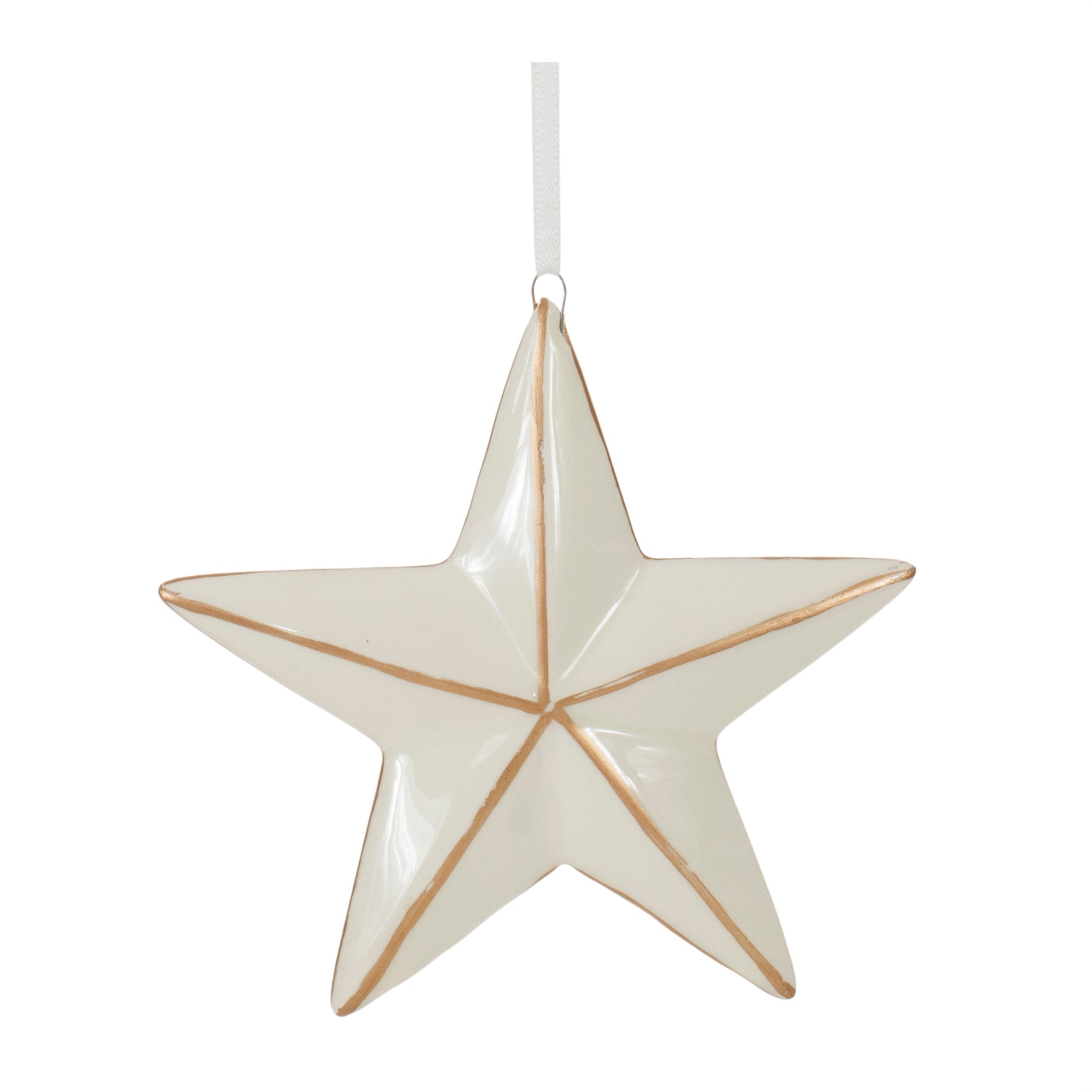 Ceramic Star and Snowflake Ornament (Set of 6)