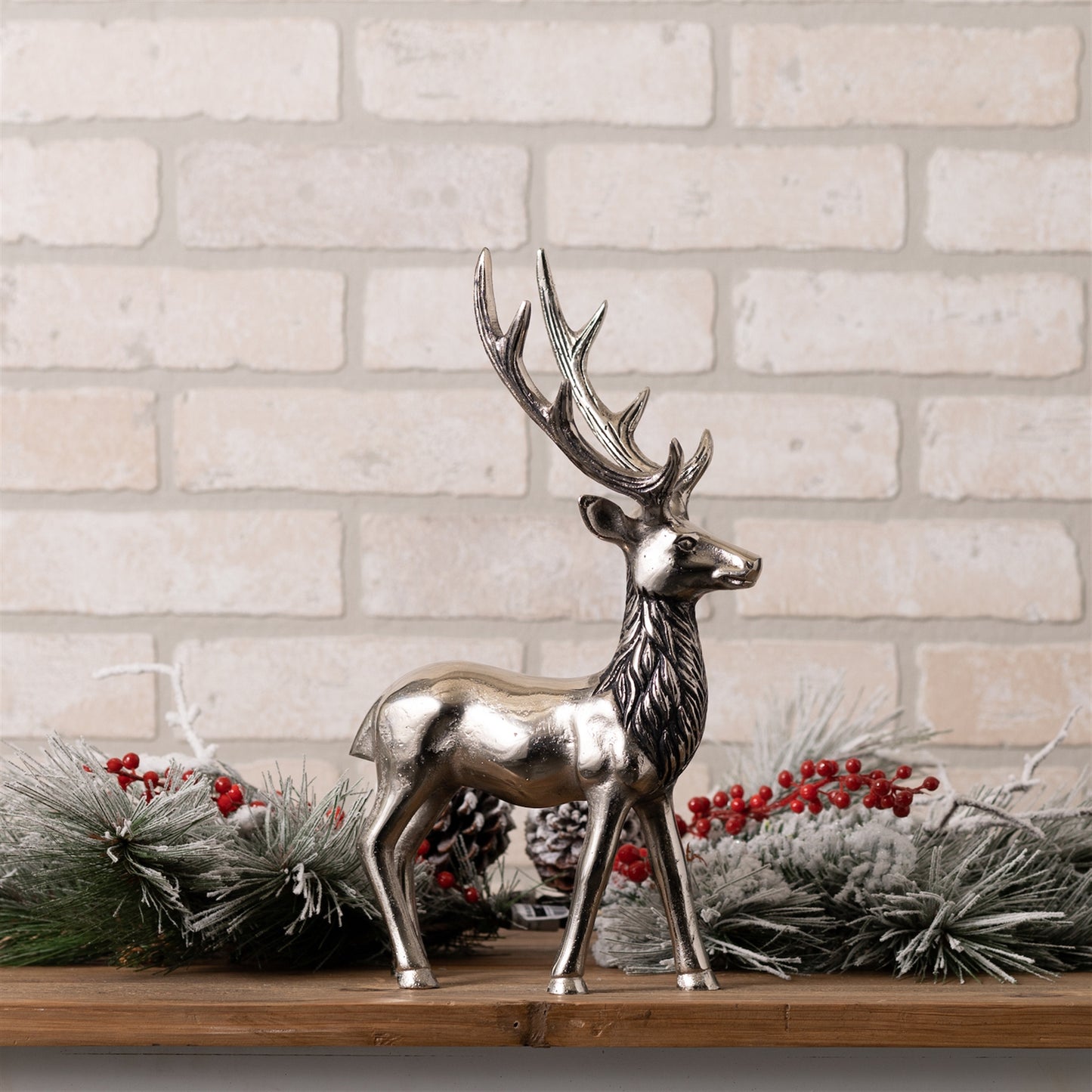 Etched Aluminum Deer Statue 14"H