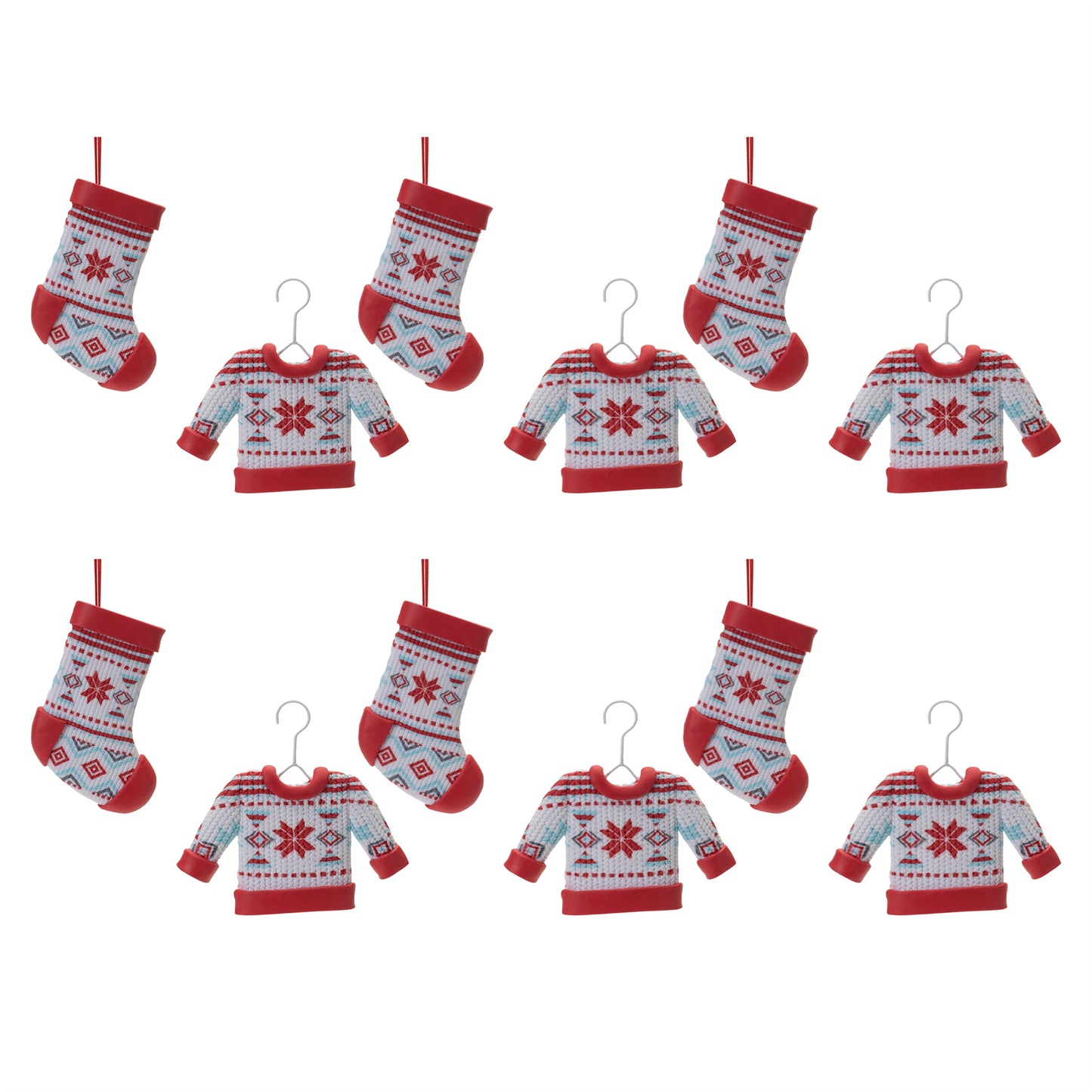 Nordic Stocking and Sweater Ornament (Set of 12)