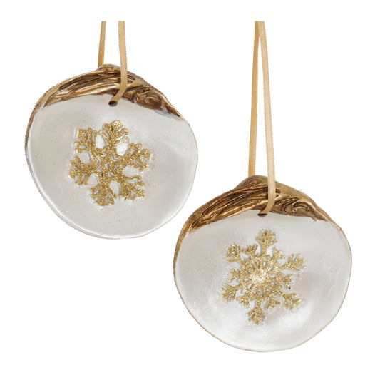 Clam Shell/Snowflake Ornament (Set of 12) 3"H Resin