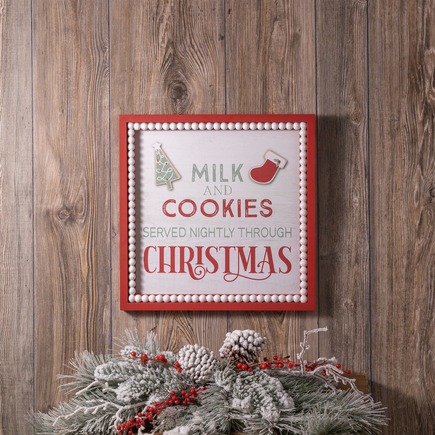 Framed Milk and Cookies Wall Sign 15"SQ