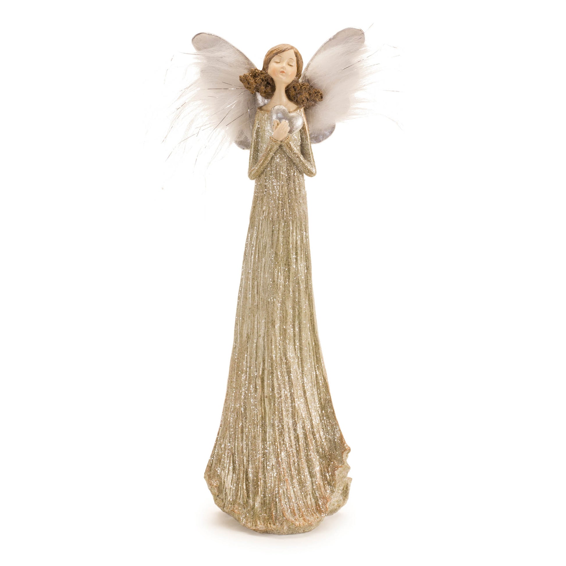 Glittered Angel with Feather Wings (Set of 2)