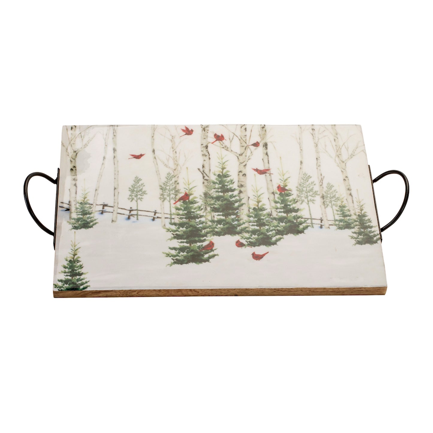 Tray w/Winter Forest Pattern 18"L x 10"W x 2"H Wood