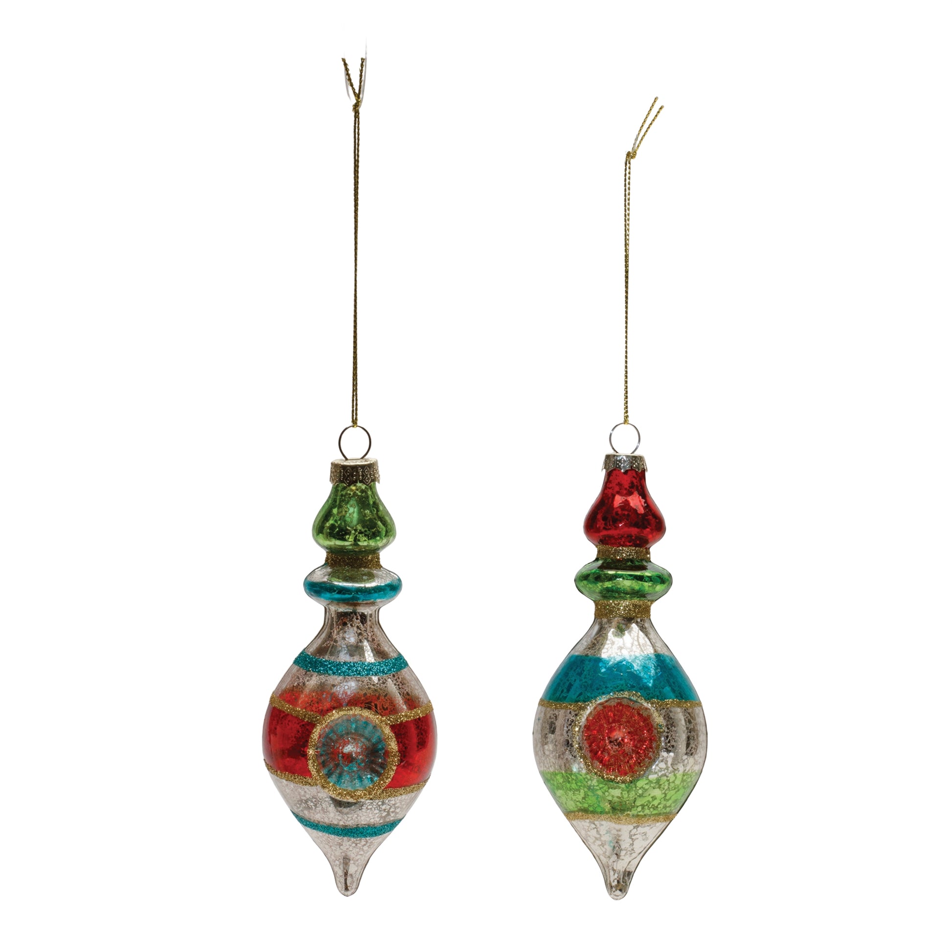 Multicolor Mercury Glass Reflector Drop Ornament (Set of 12)