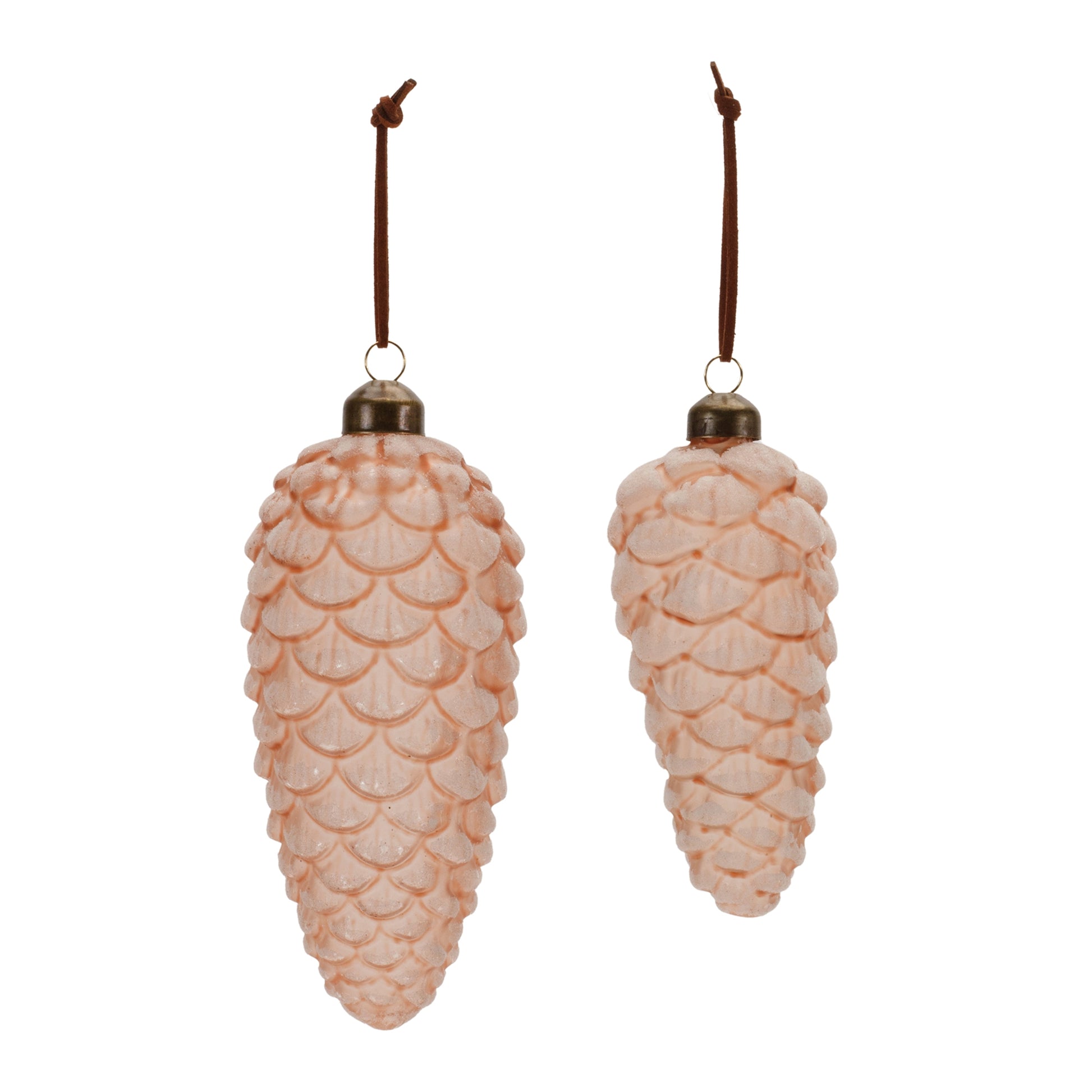 Frosted Glass Pinecone Drop Ornament (Set of 6)