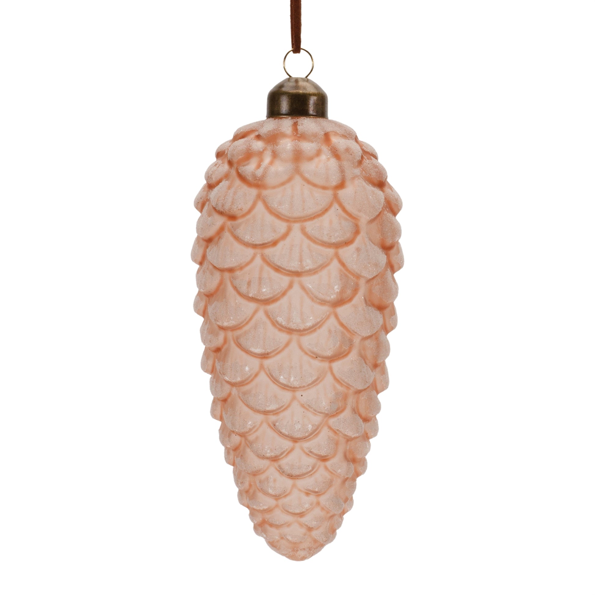 Frosted Glass Pinecone Drop Ornament (Set of 6)
