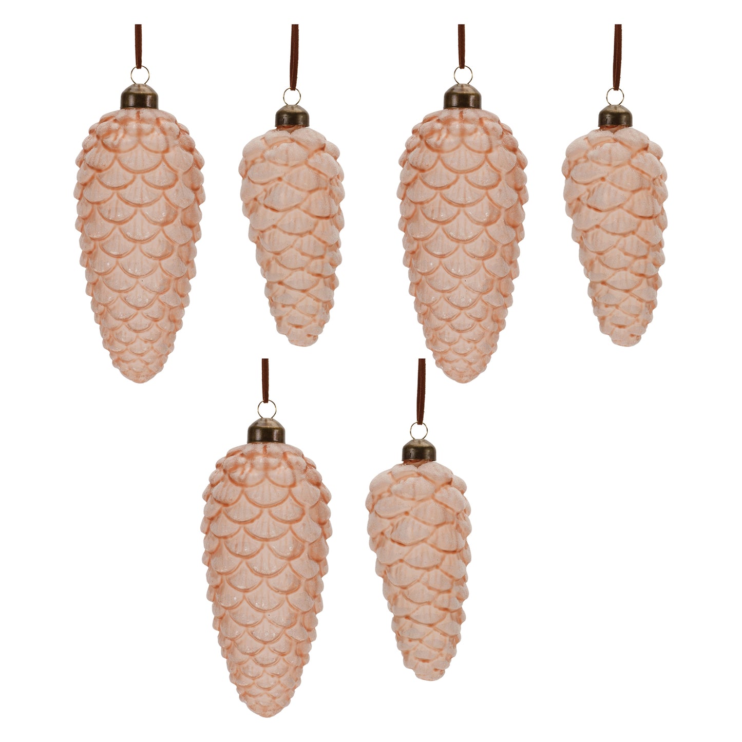 Frosted Glass Pinecone Drop Ornament (Set of 6)