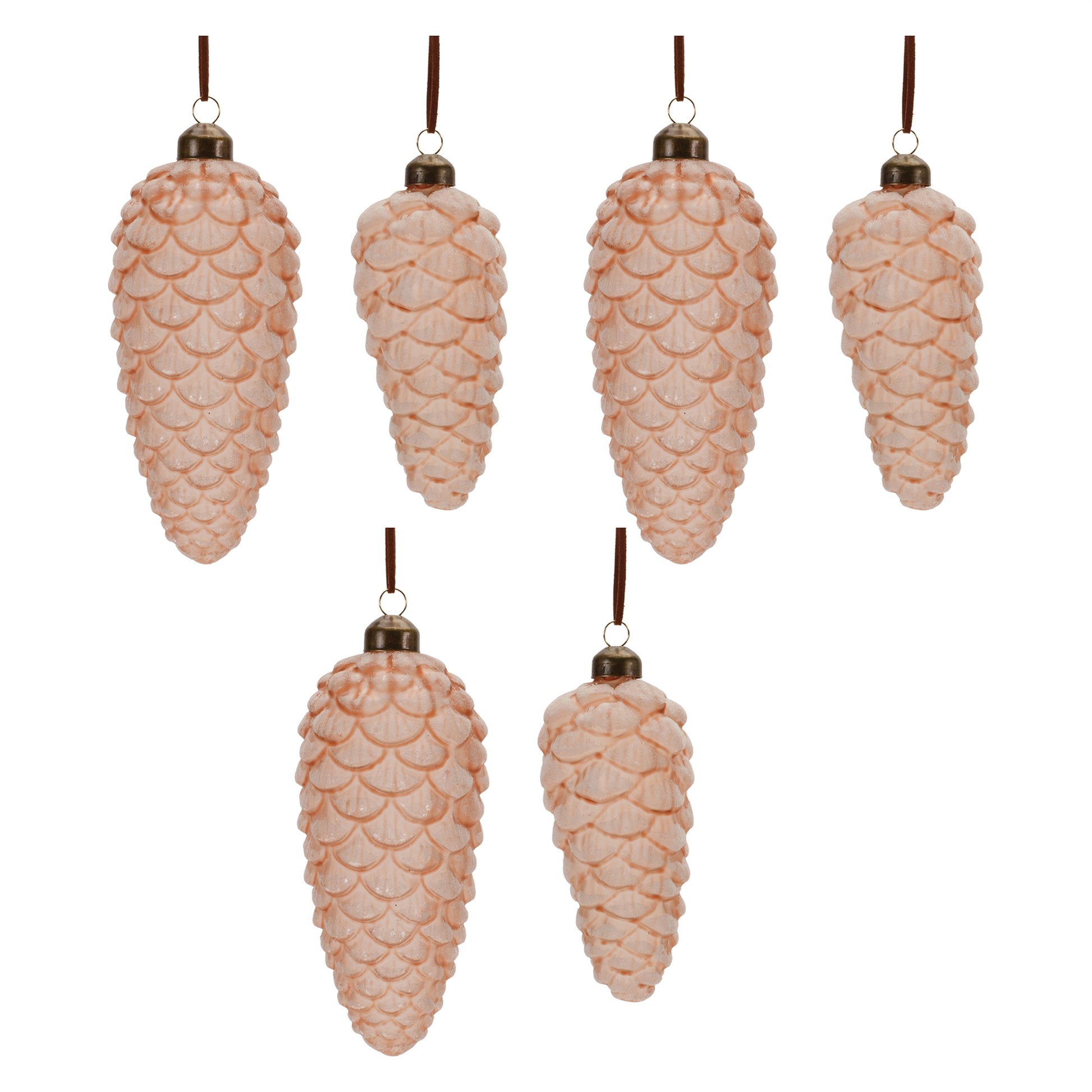 Frosted Glass Pinecone Drop Ornament (Set of 6)