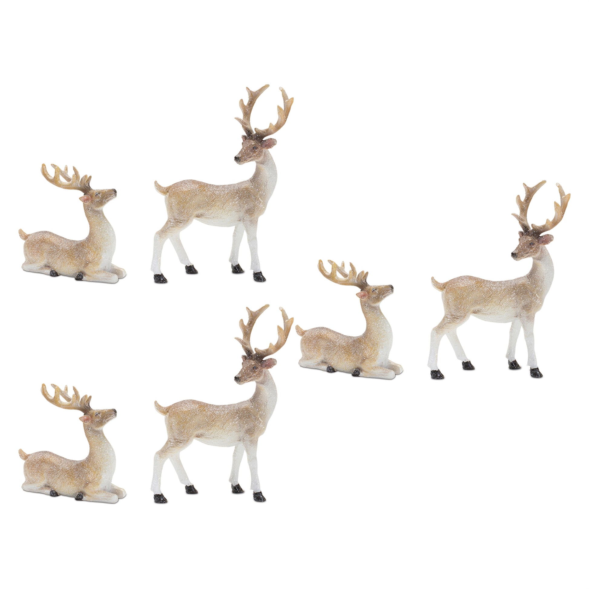 Mini Glittered Holiday Deer Figurine (Set of 6)