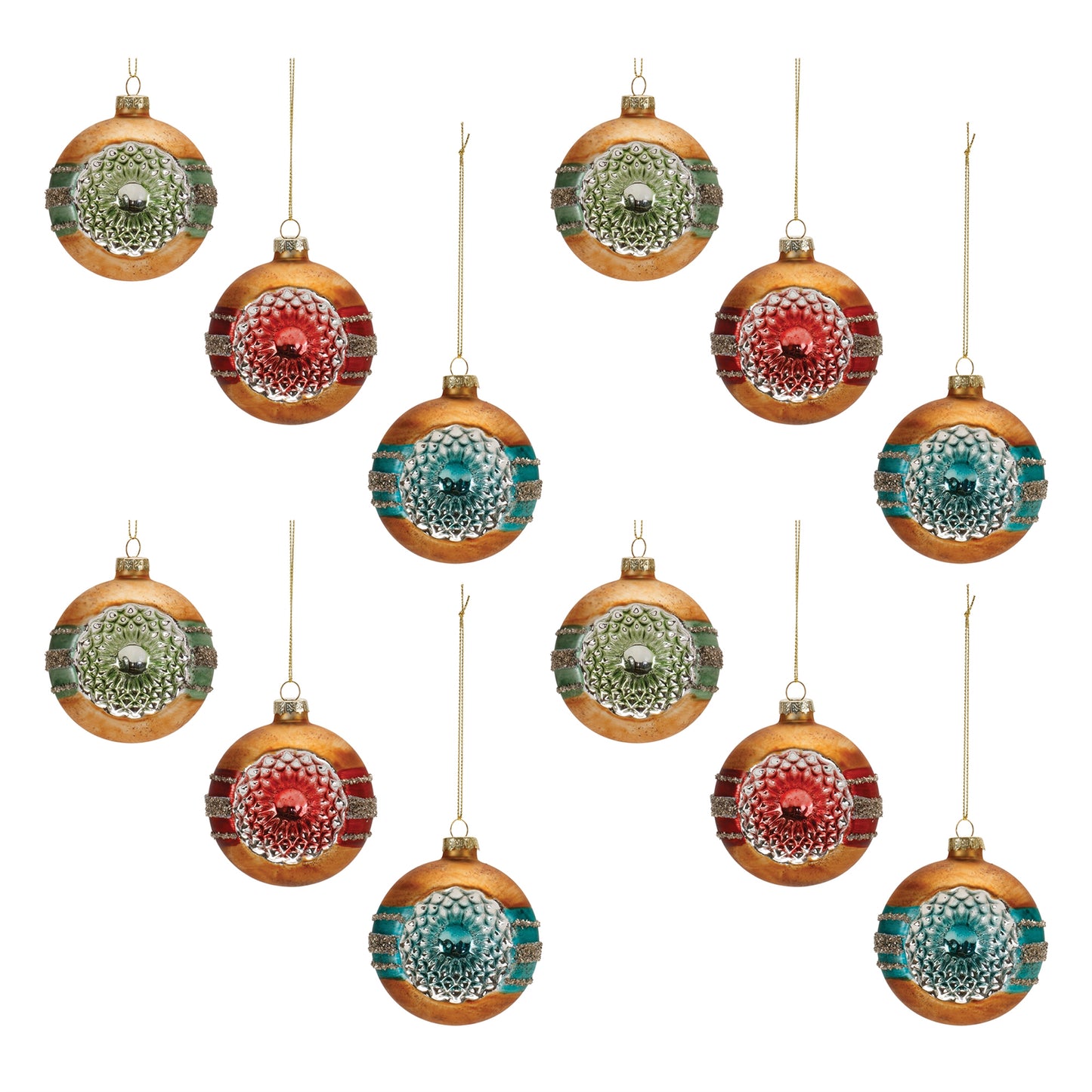 Glass Reflector Ball Ornament (Set of 12)