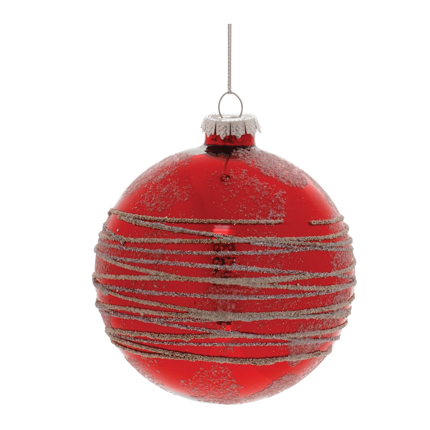 Red Glittered Glass Ball Ornament (Set of 6)