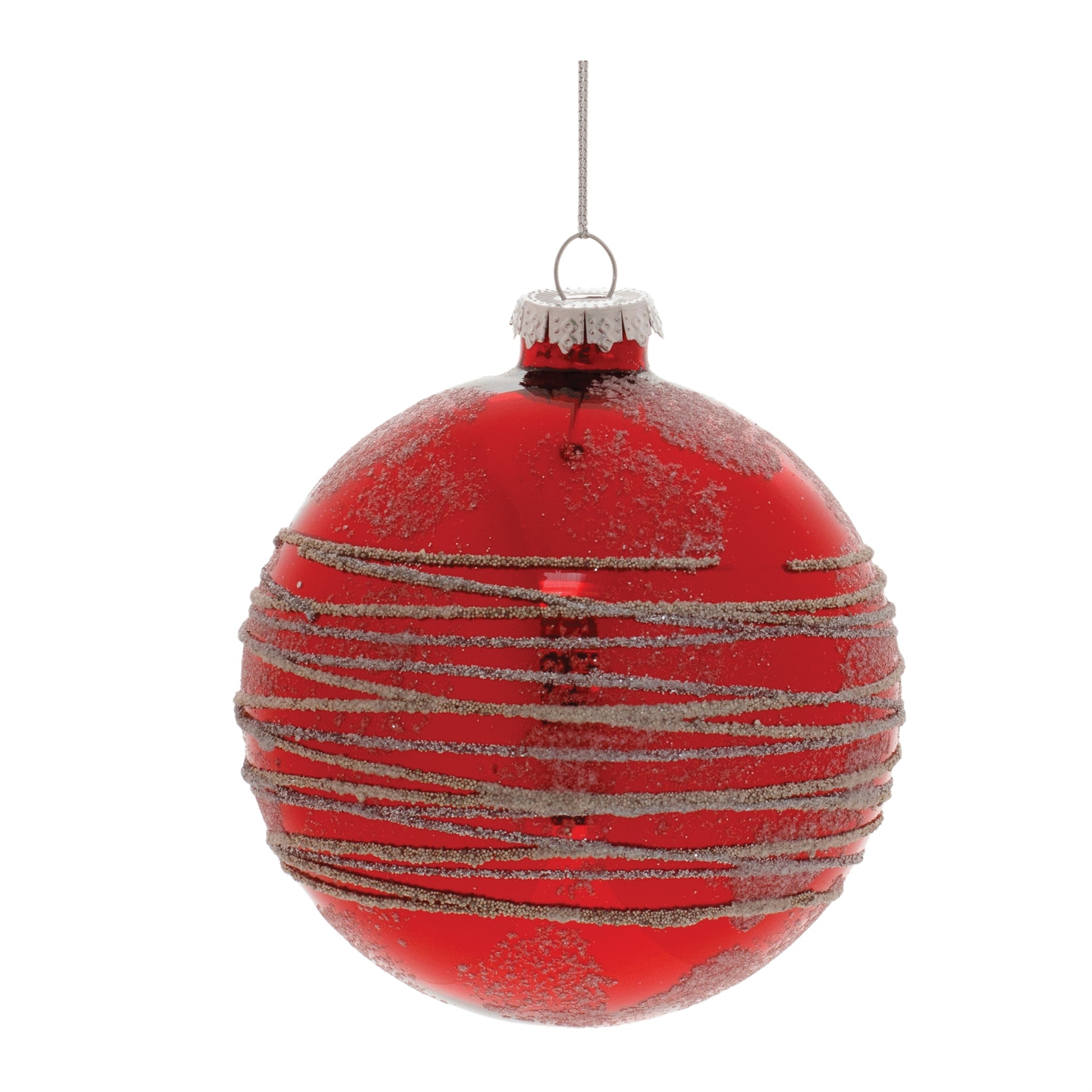 Red Glittered Glass Ball Ornament (Set of 6)