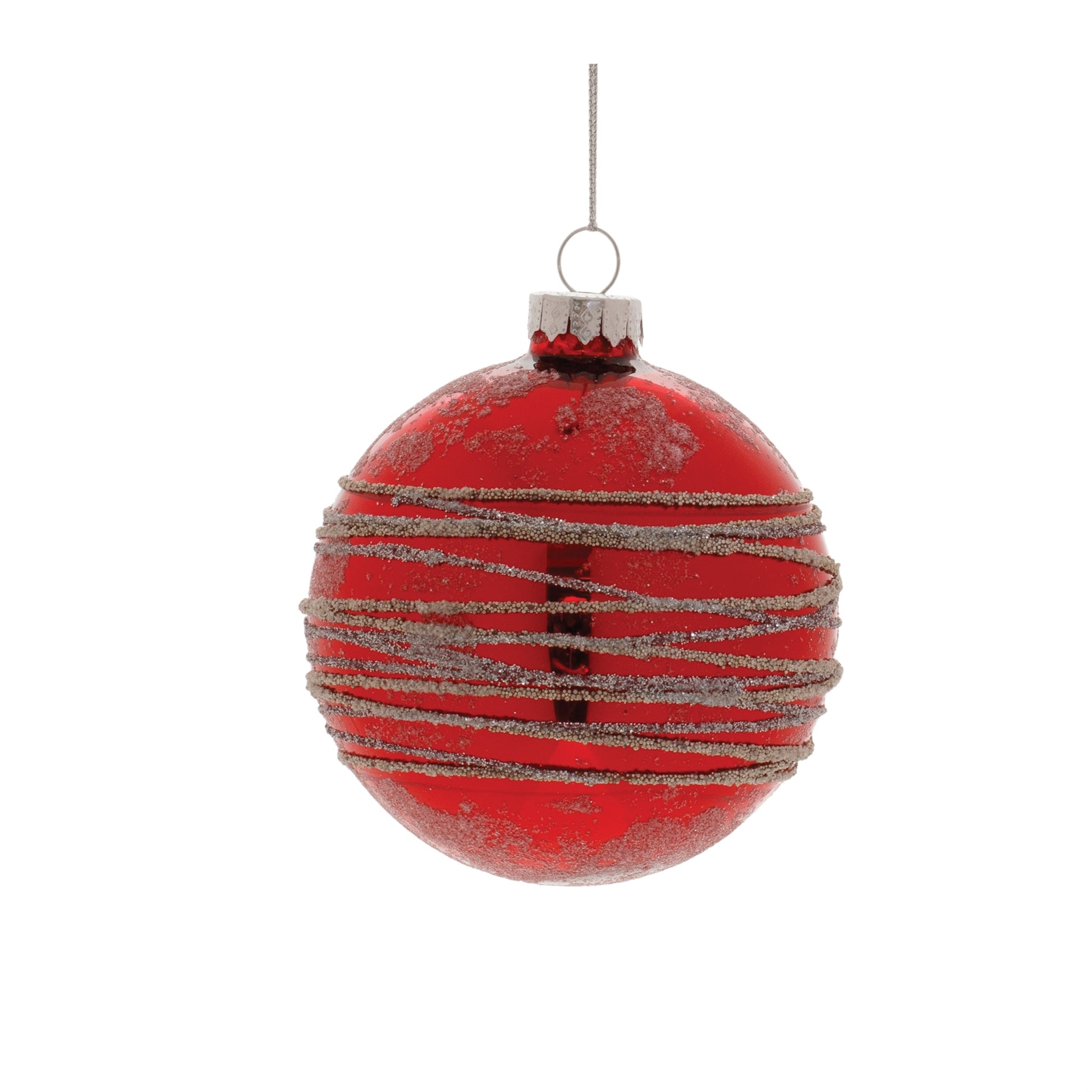 Red Glittered Glass Ball Ornament (Set of 6)