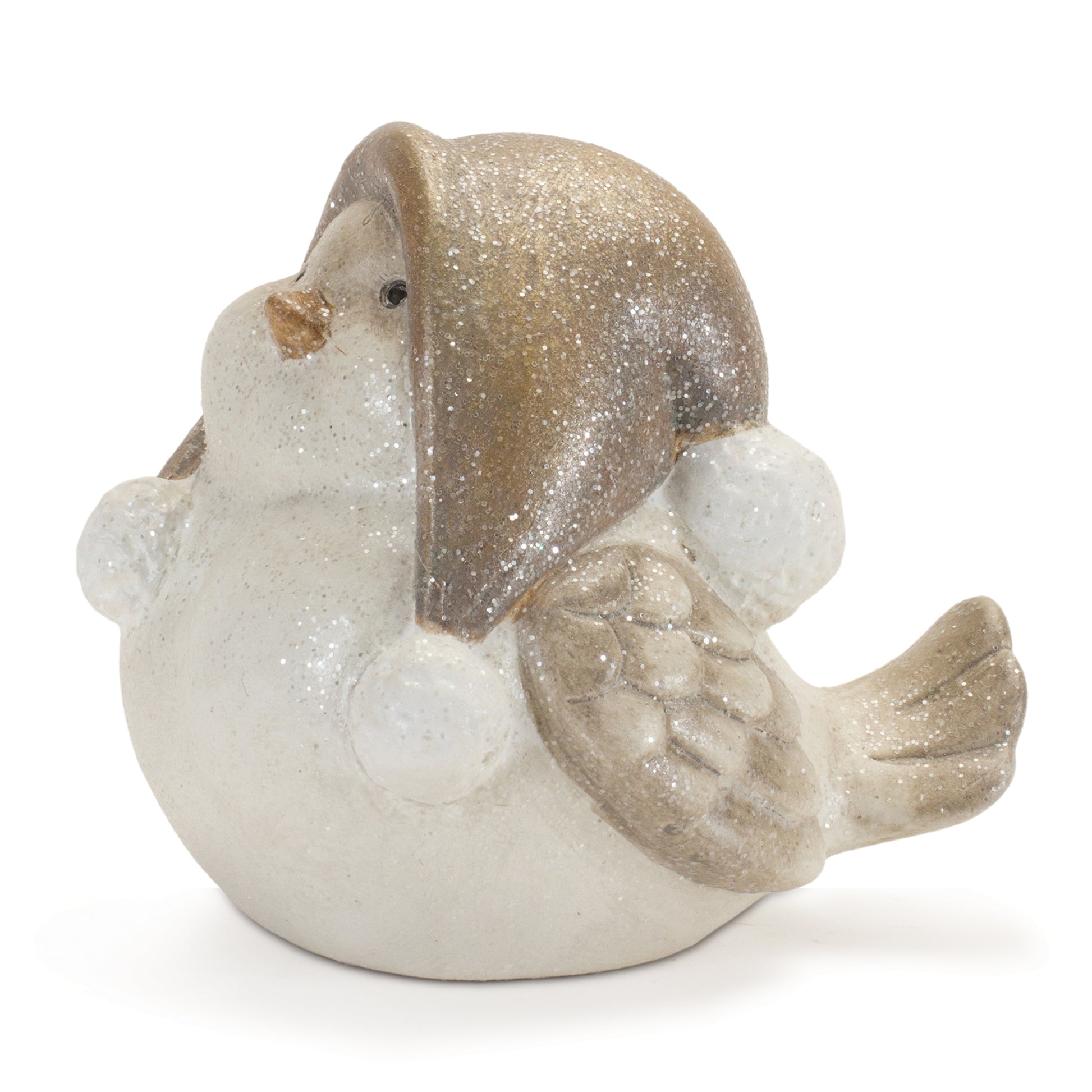 Glittered Winter Bird with Hat (Set of 4)