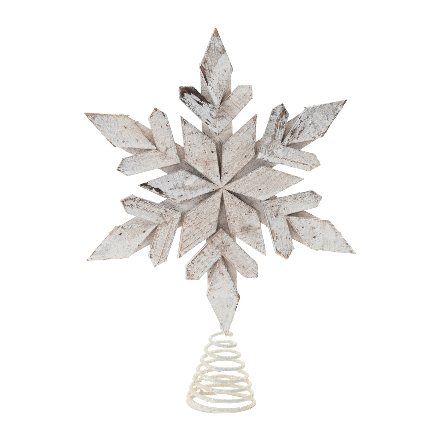 Snowflake Tree Topper 12"H Wood/Wire