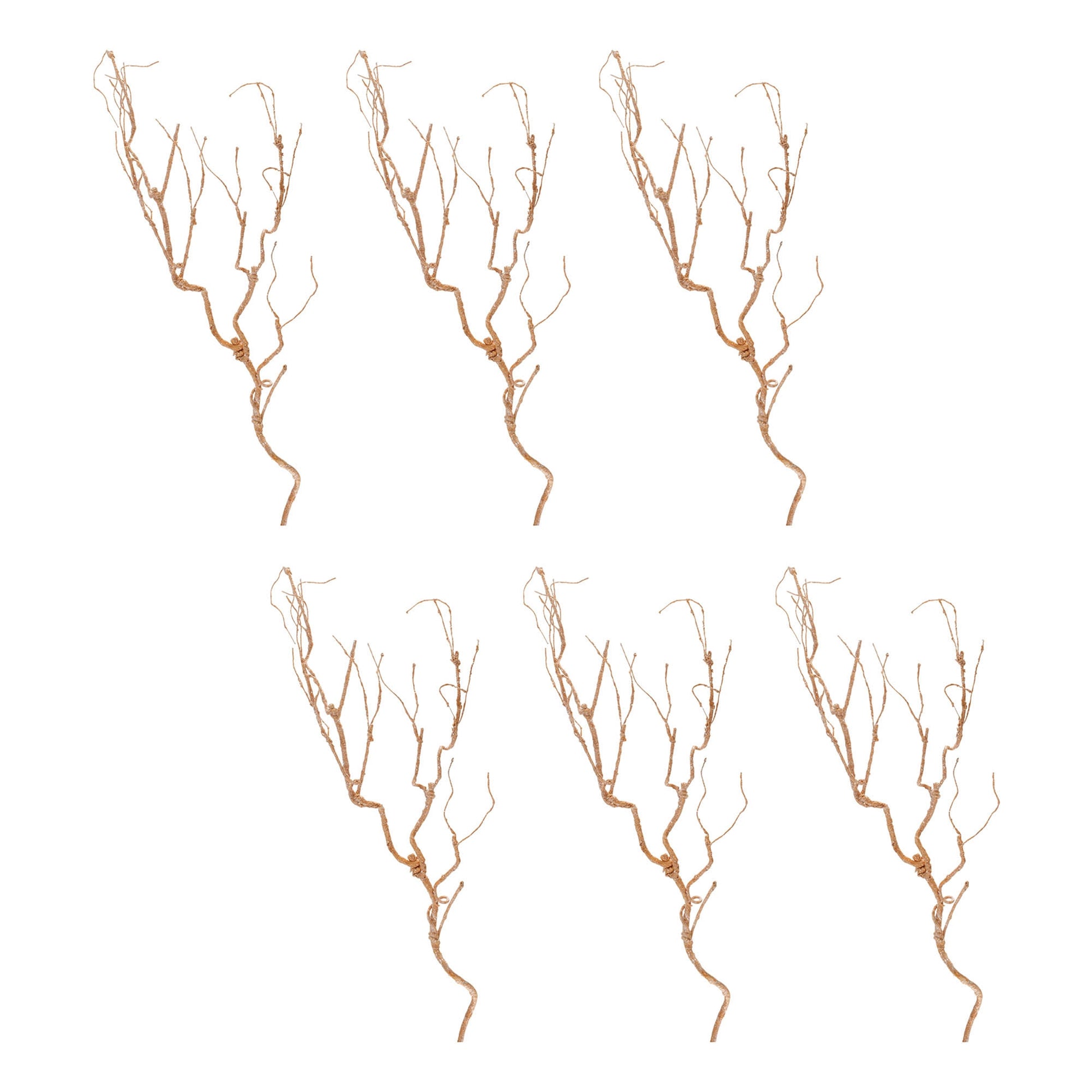 Glittered Bronze Twig Branch (Set of 6)