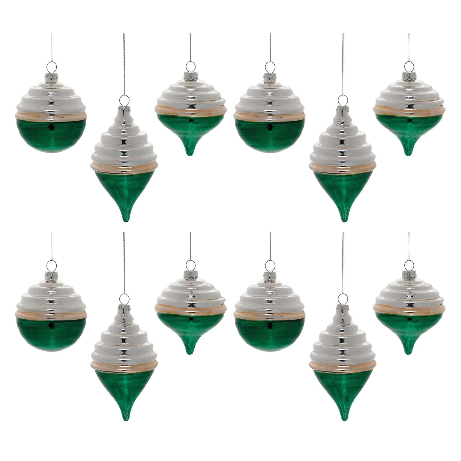 Two-Tone Tiered Glass Ornament (Set of 12)