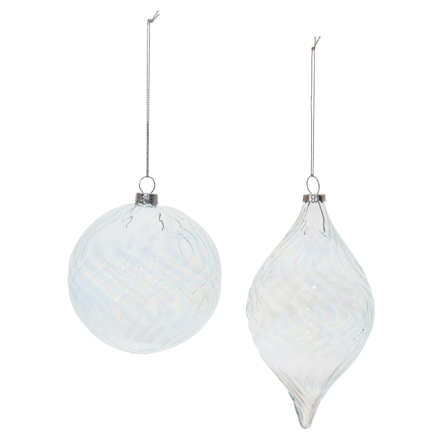 Clear Wavy Glass Ornament (Set of 6)