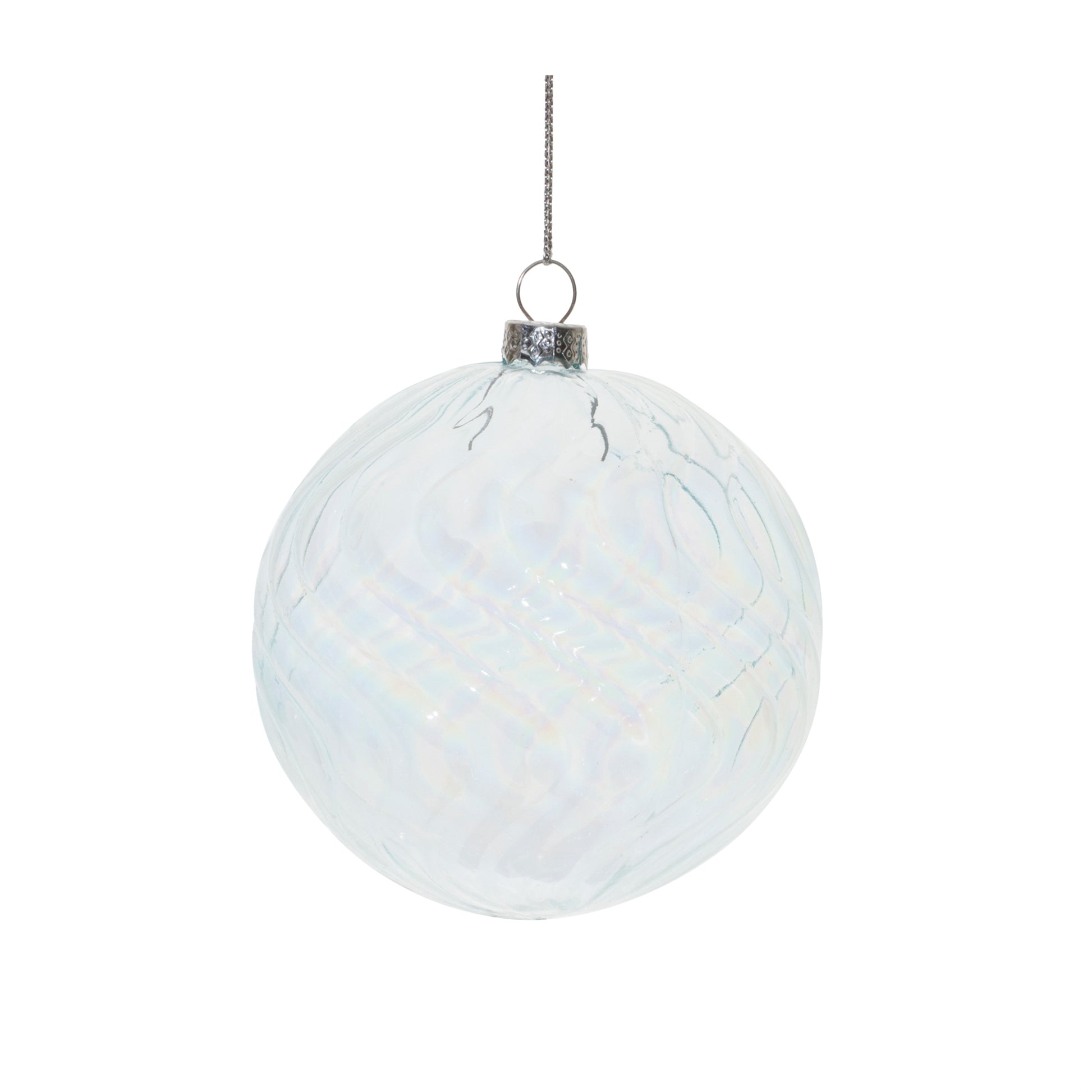 Clear Wavy Glass Ornament (Set of 6)