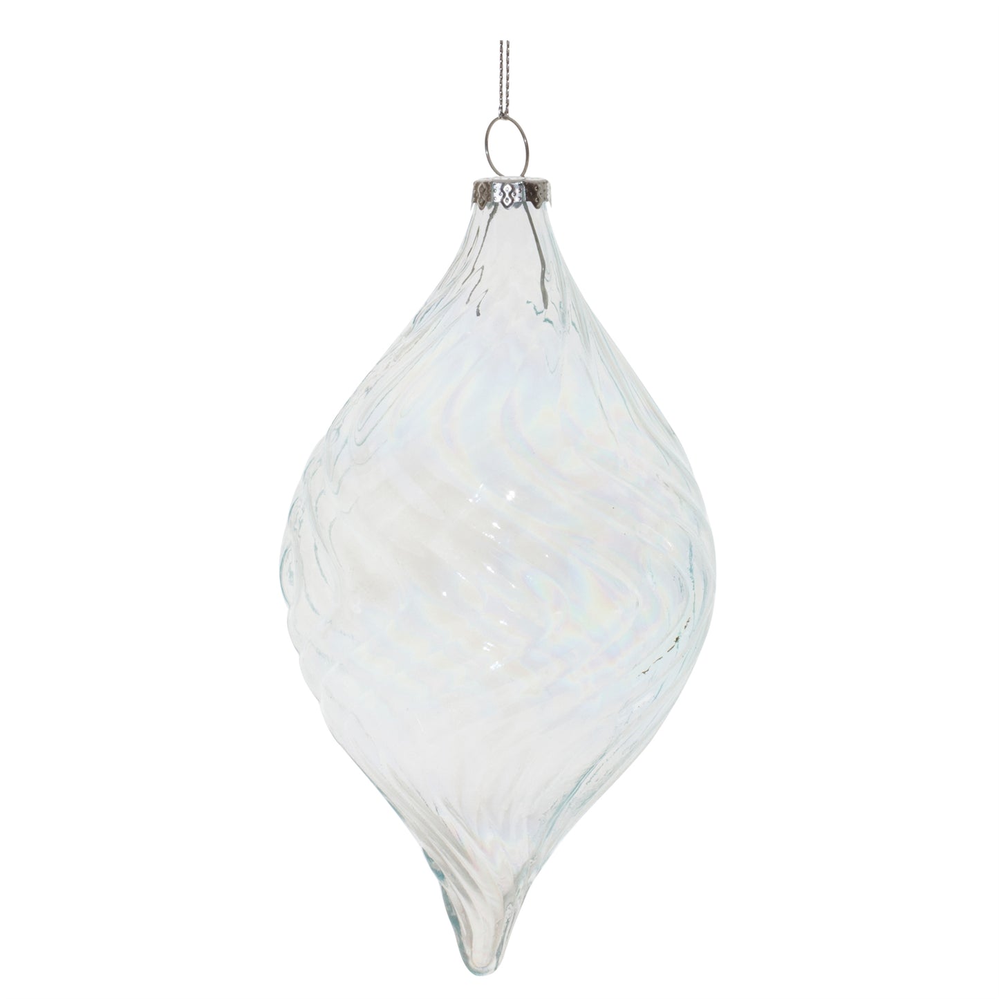 Clear Wavy Glass Ornament (Set of 6)