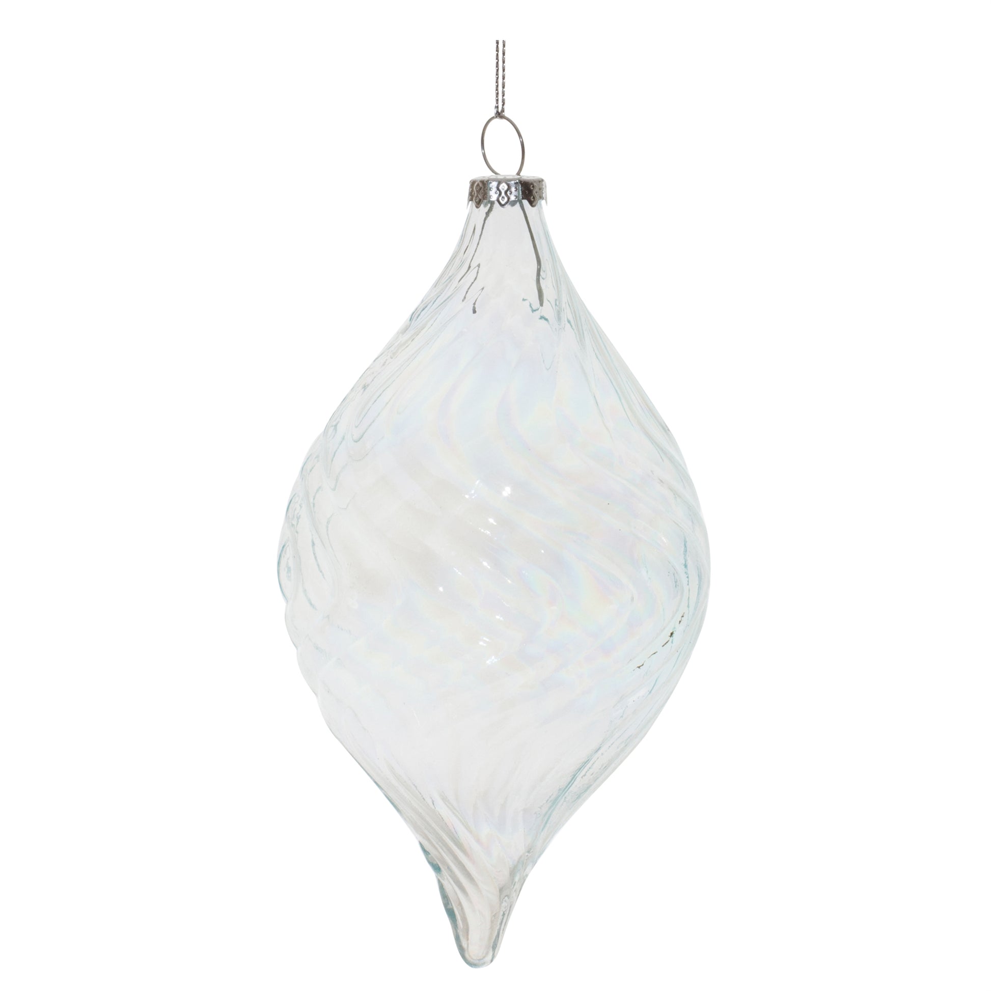Clear Wavy Glass Ornament (Set of 6)