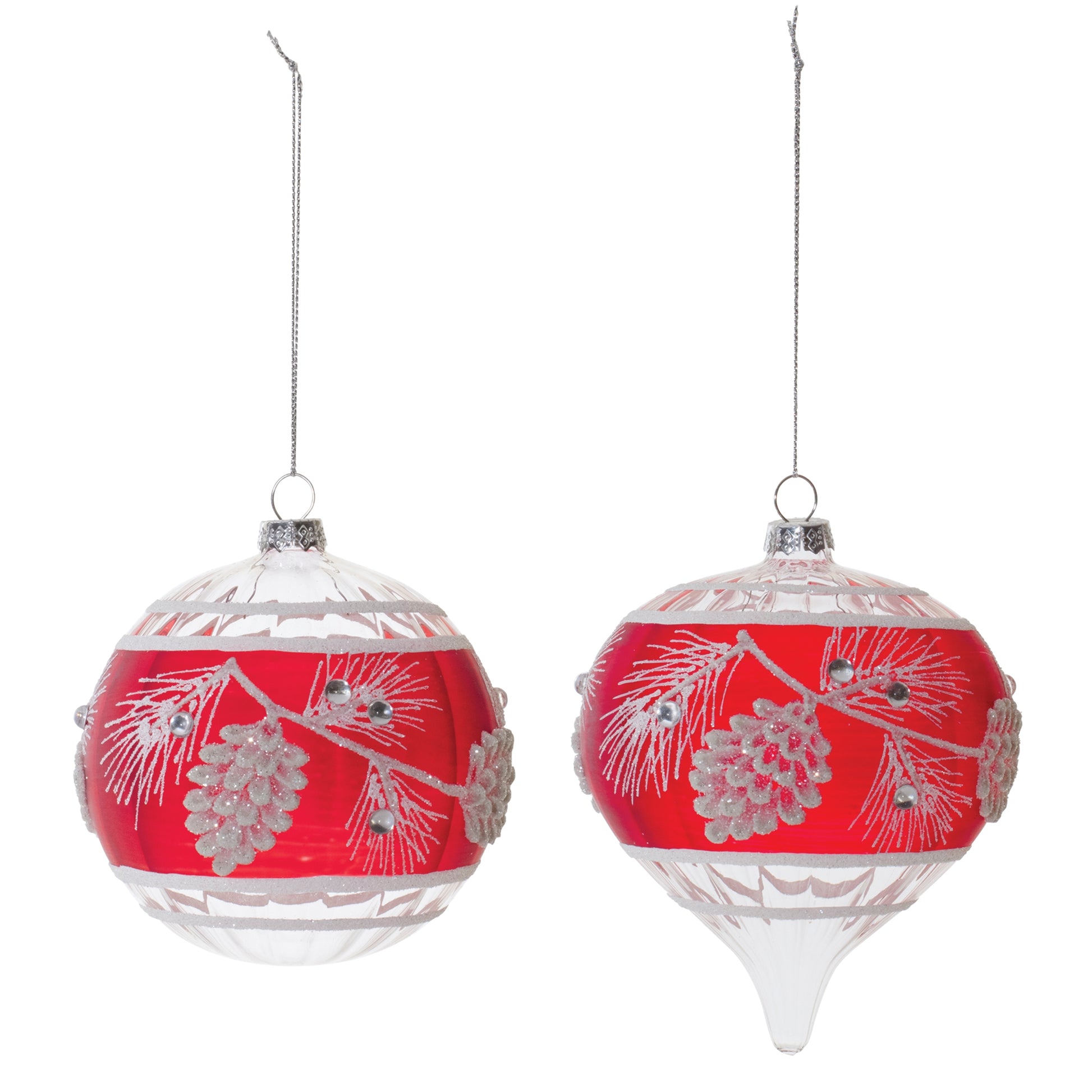 Glittered Glass Pinecone Ornament (Set of 6)