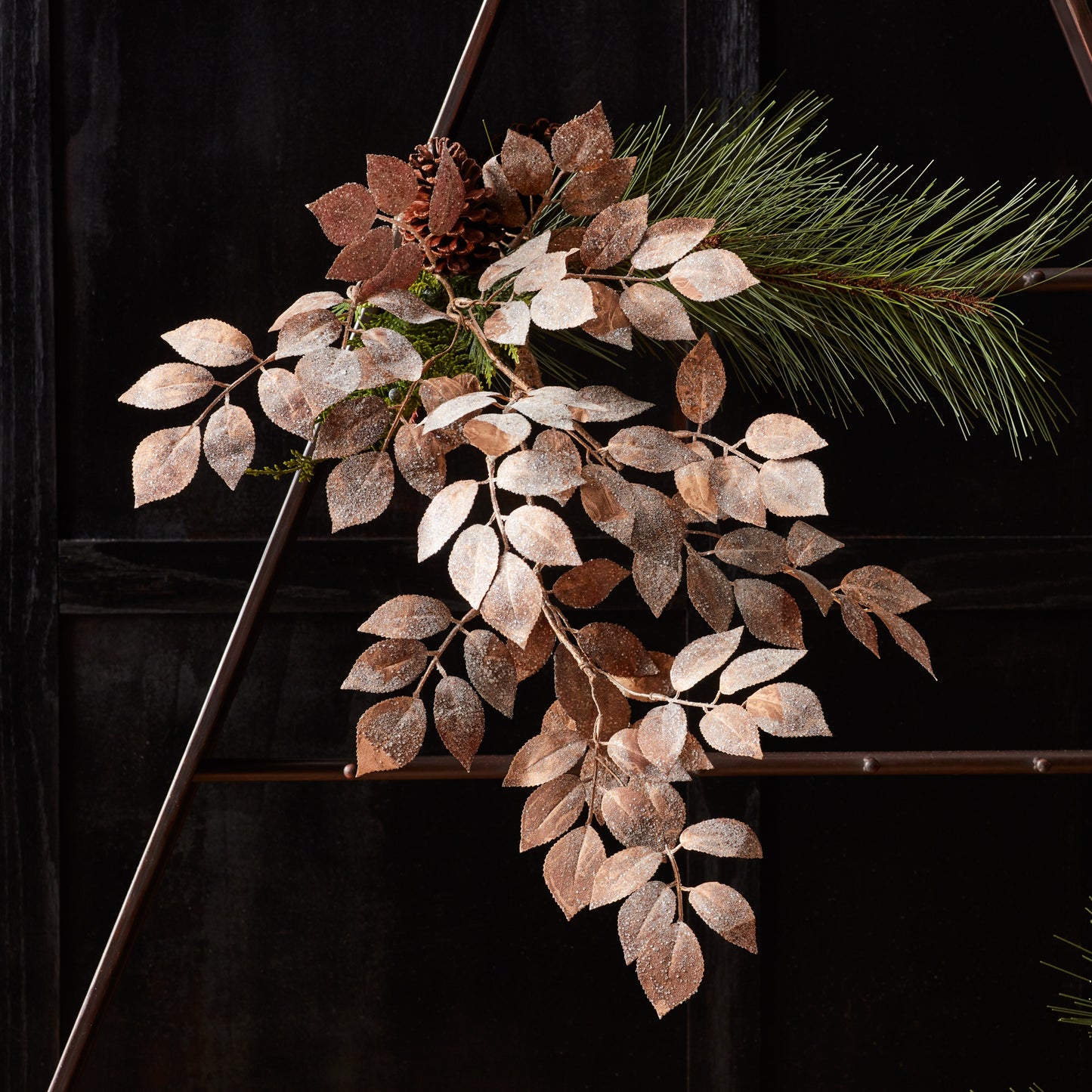 Glittered Velvet Leaf Spray (Set of 2)