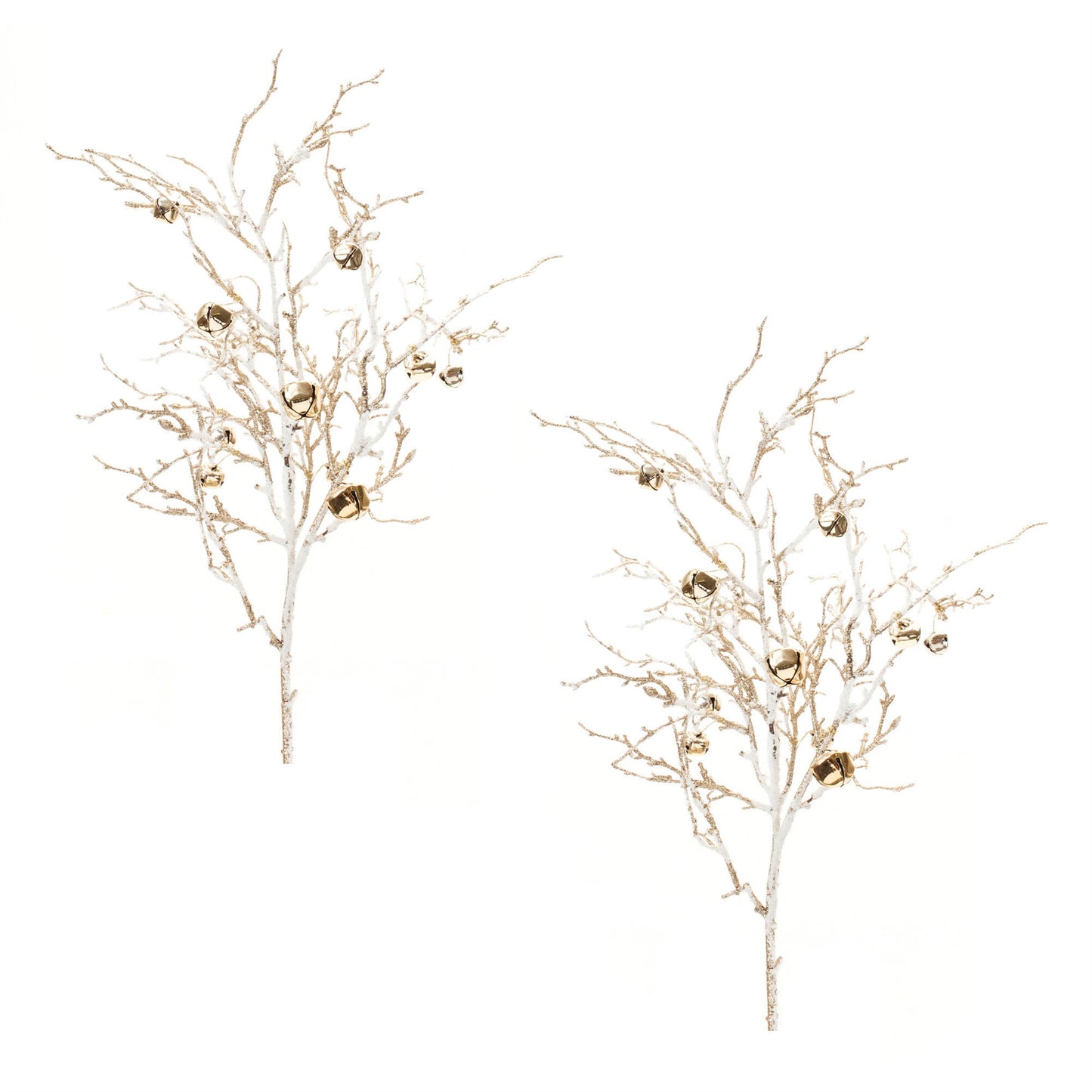 Flocked Sleigh Bell Twig Branch (Set of 2)