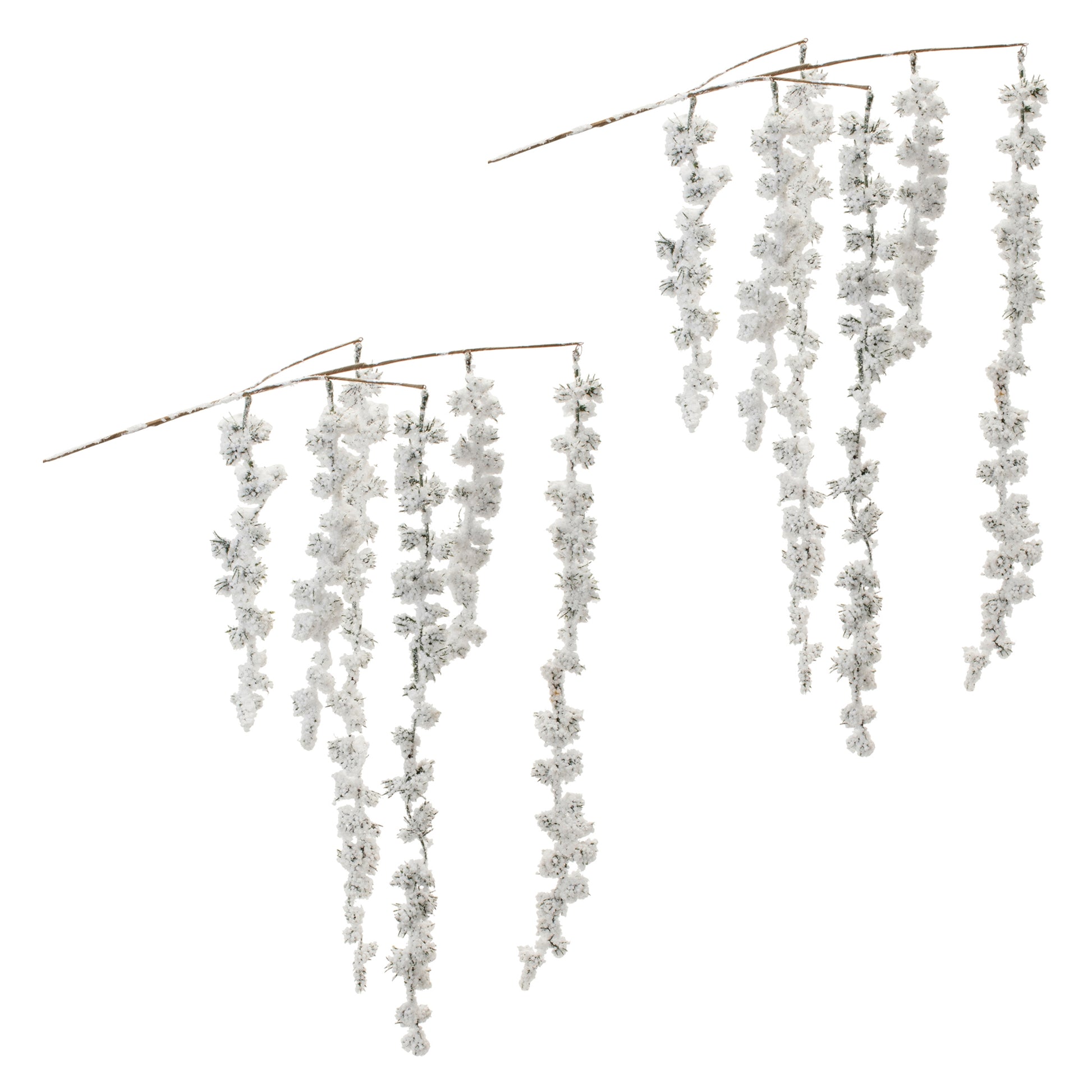 Snowy Hanging Pine Cluster Branch (Set of 2)