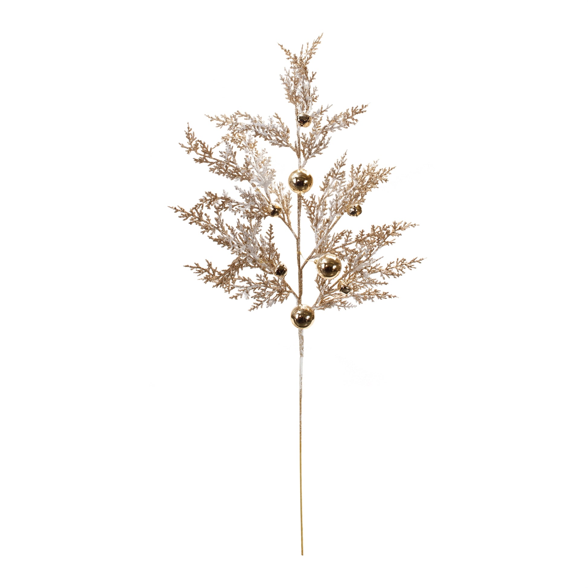 Flocked Sleigh Bell Pine Spray (Set of 2)