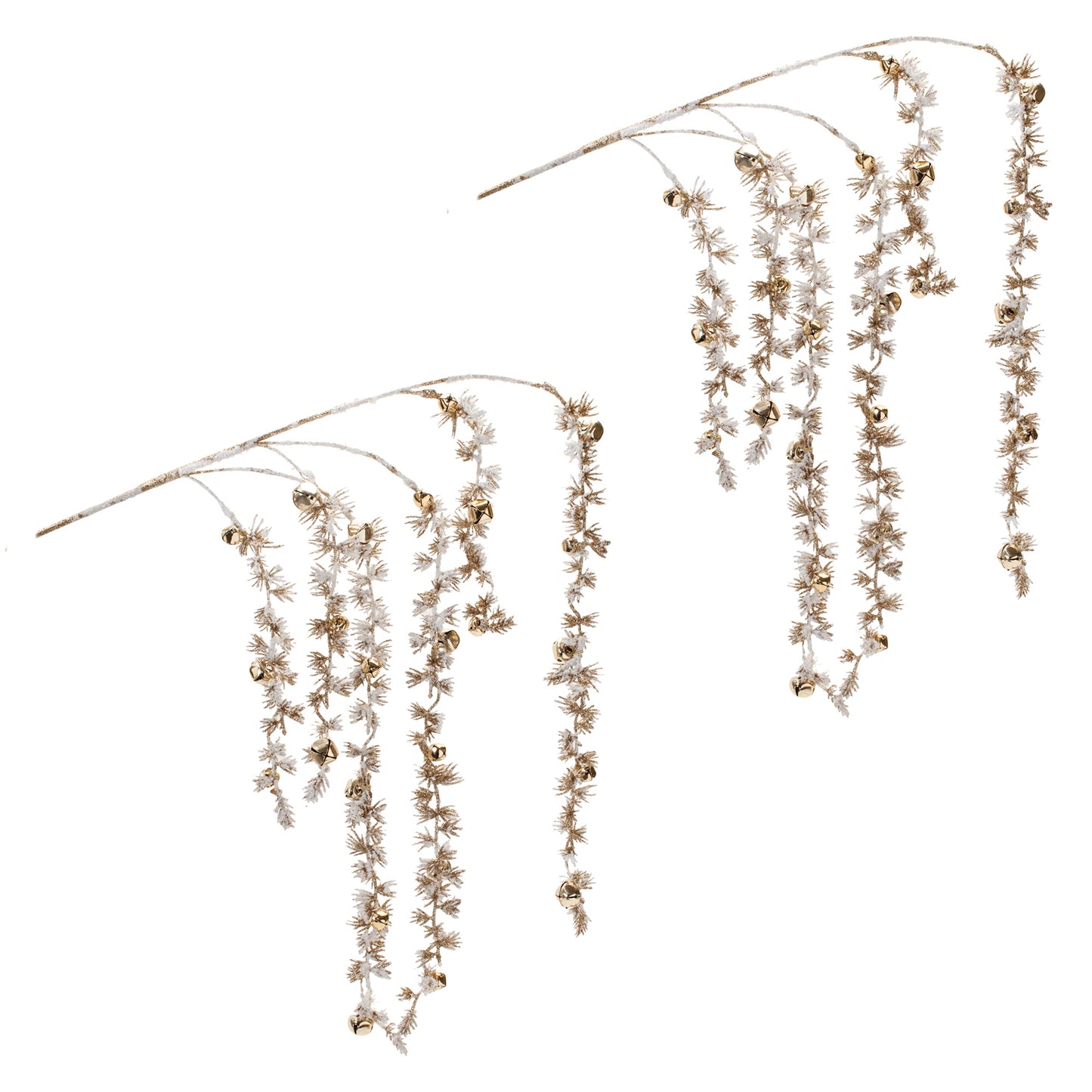 Snowy Hanging Pine Bell Branch (Set of 2)