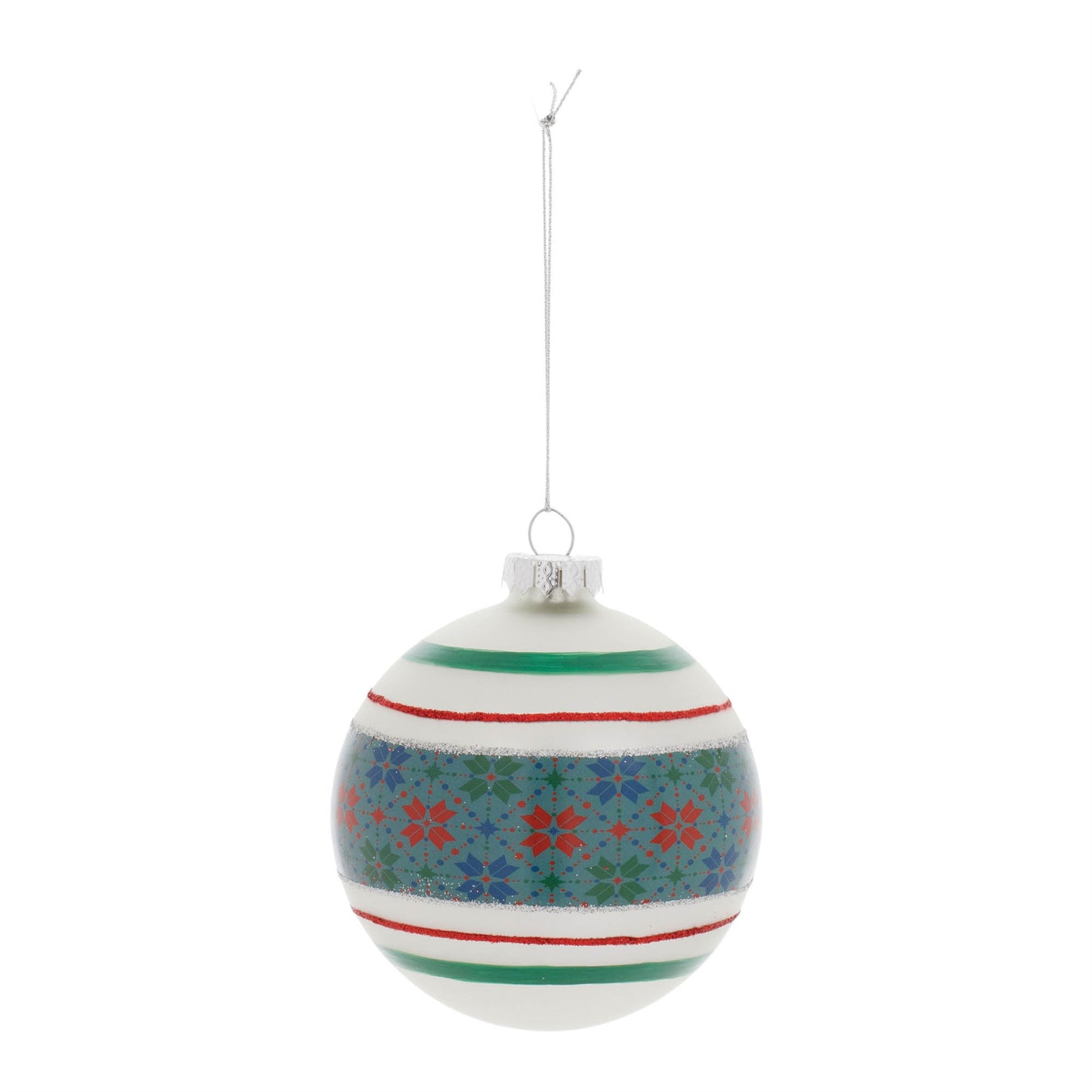 Stripe Patterened Glass Ball Ornament (Set of 6)