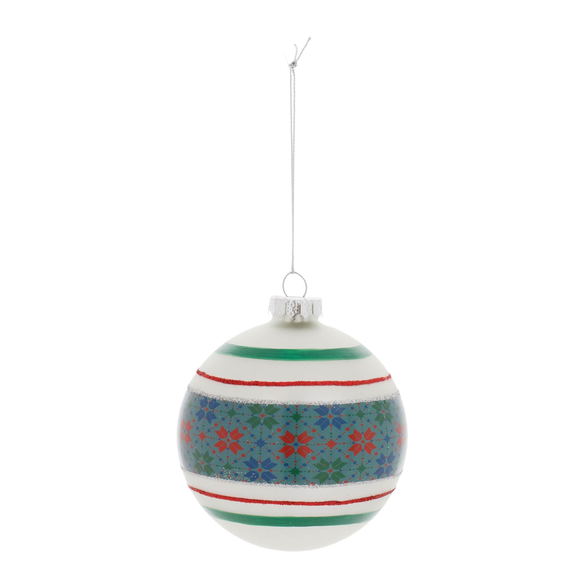 Stripe Patterened Glass Ball Ornament (Set of 6)