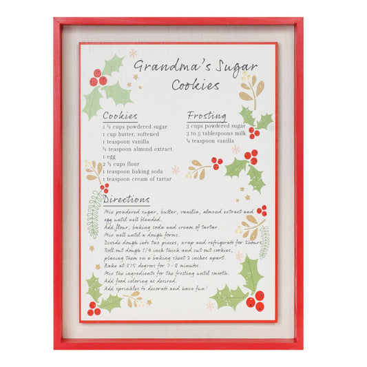 Sugar Cookie Recipe Plaque 12"L x 16.5"H MDF/Wood