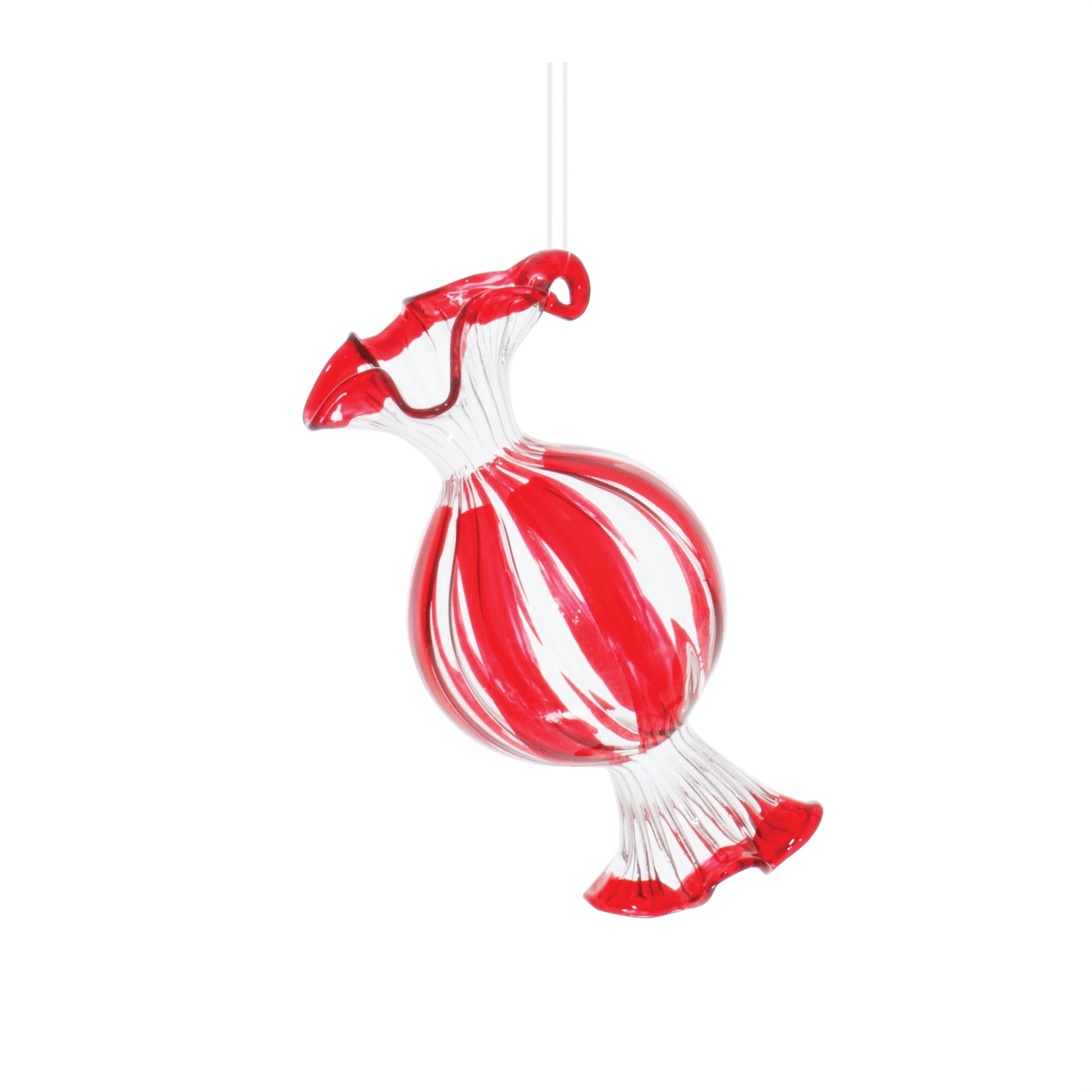 Glass Peppermint Candy Ornament (Set of 12)