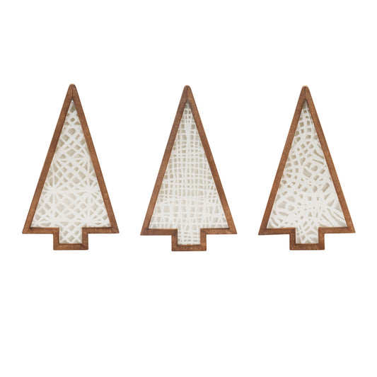 Framed Paper Mache Pine Tree (Set of 3)