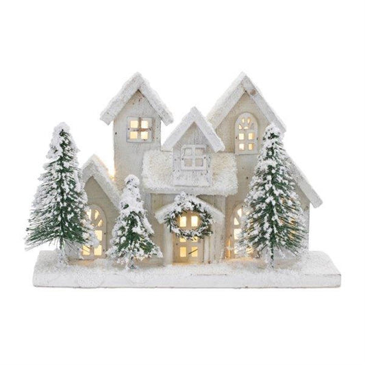 LED Houses 12.5"L x 8"H Wood 3 AA Batteries Not Included/USB Cord Included