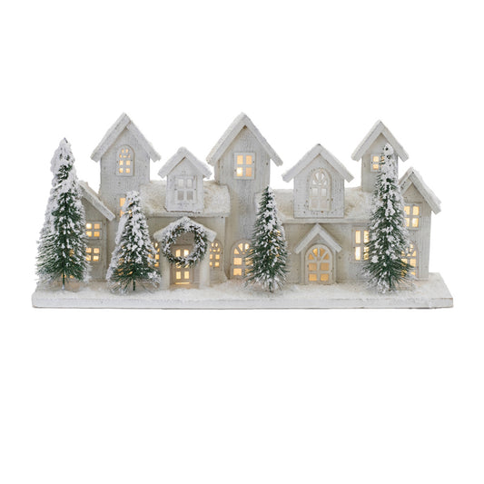 LED Houses 23"L x 10"H Wood/PVC 3 AA Batteries Not Included/USB Cord Included