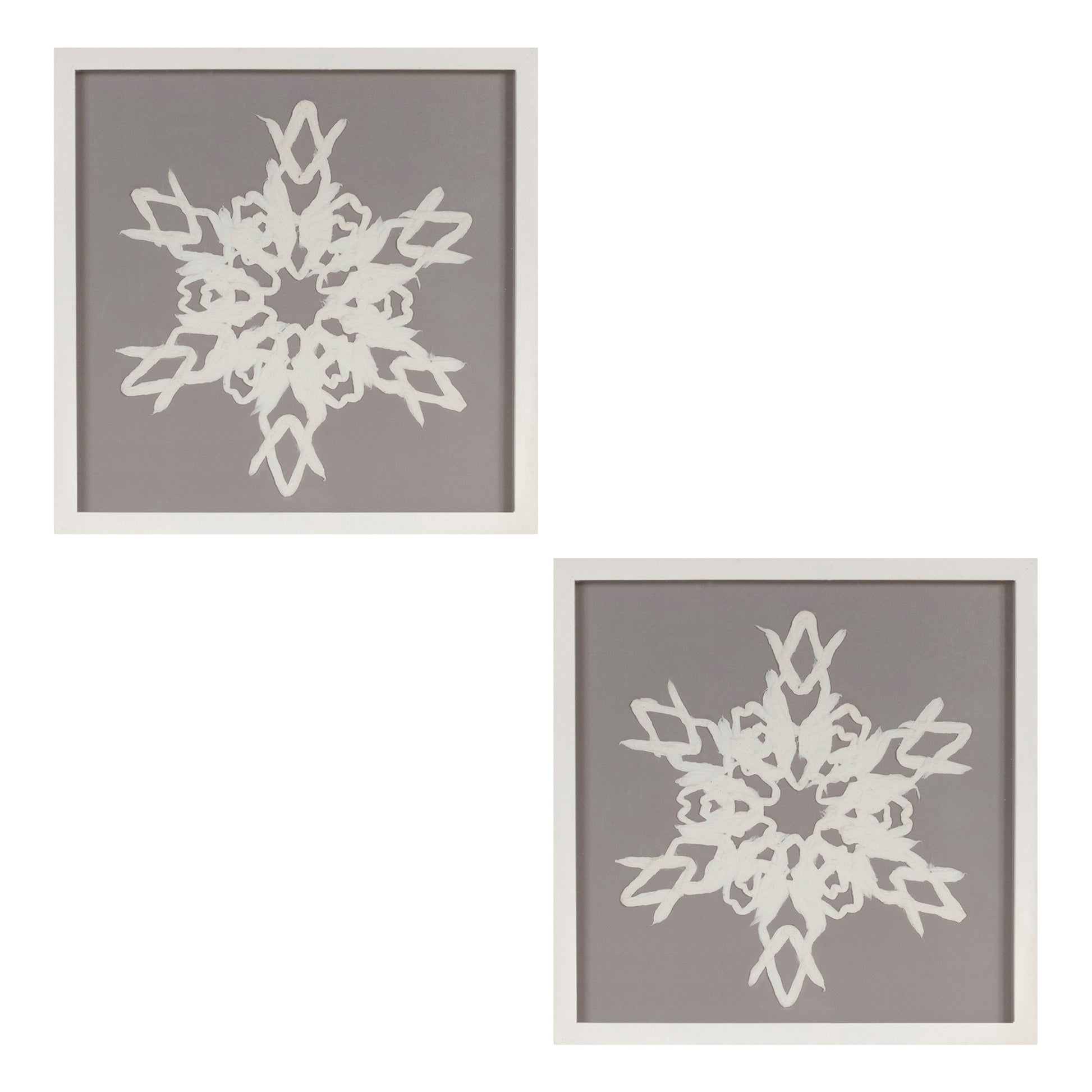 Framed Paper Mache Snowflake Plaque (Set of 2)