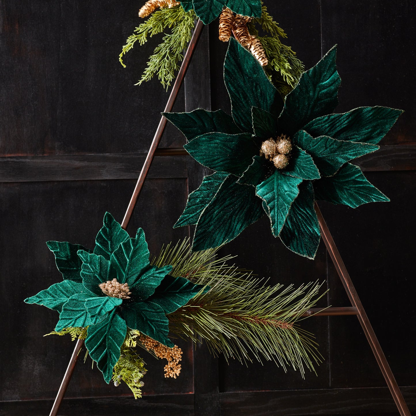 Forest Green Poinsettia Stem (Set of 2)