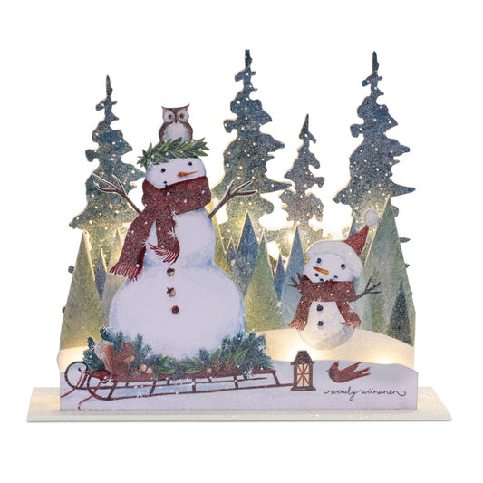 Whimsical LED Snowman Scene