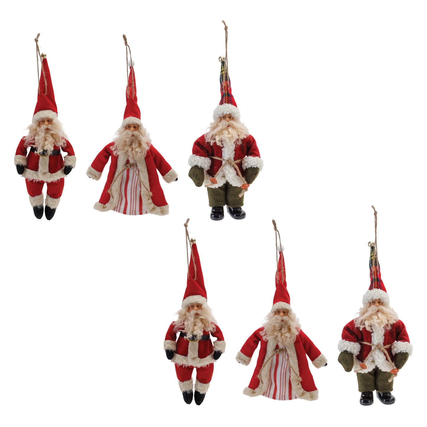 Vintage Santa Character Ornament (Set of 6)