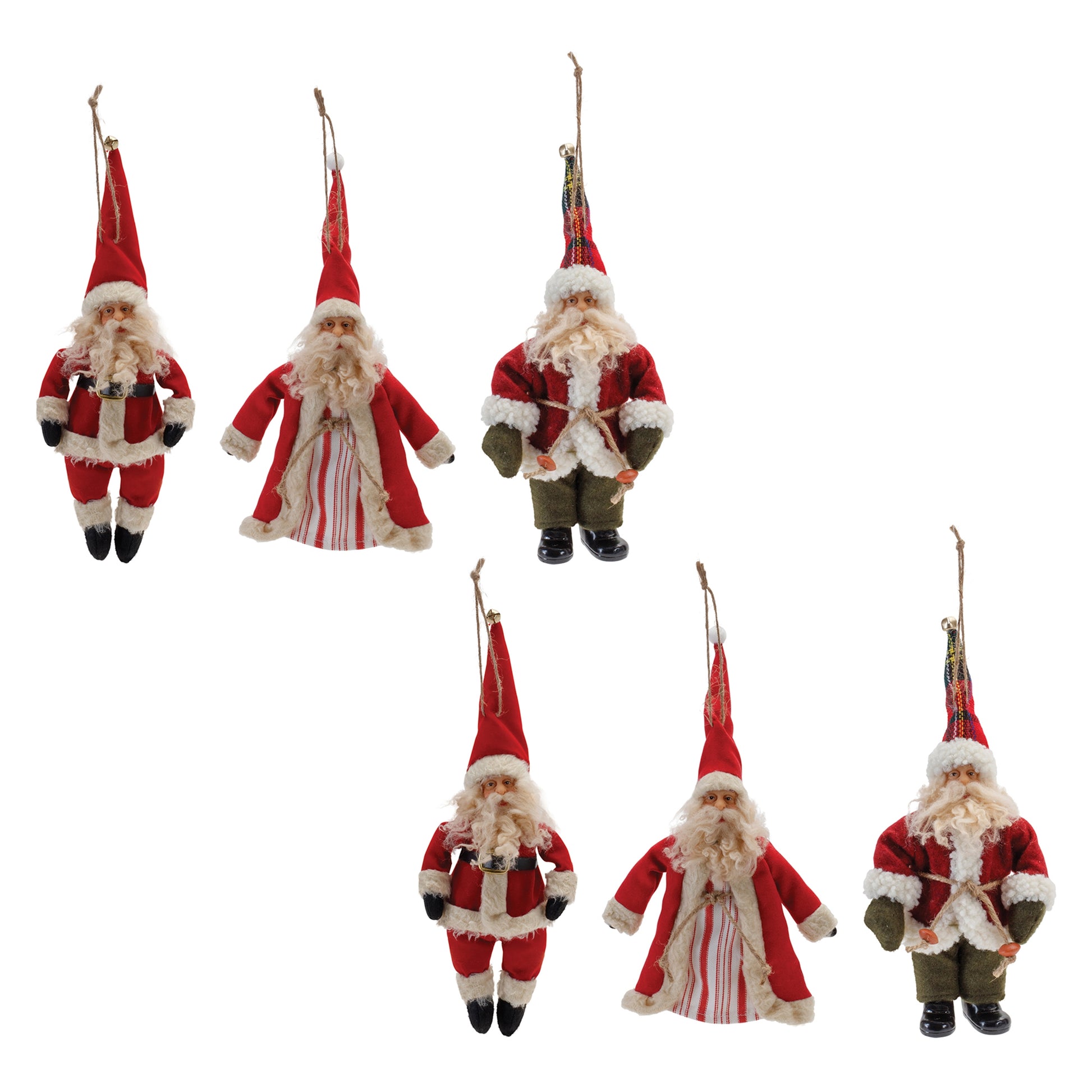 Vintage Santa Character Ornament (Set of 6)