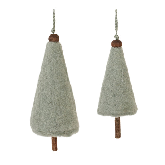 Tree Ornament (Set of 8) 5.5"H, 6.75"H Plastic/Wool/Wood