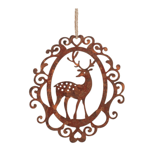 Deer Cut-Out Ornament (Set of 12) 6.75"H Iron