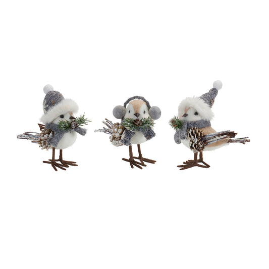 Winter Birds (Set of 12) 5"H, 5.5"H, 5.75"H Foam/Polyester